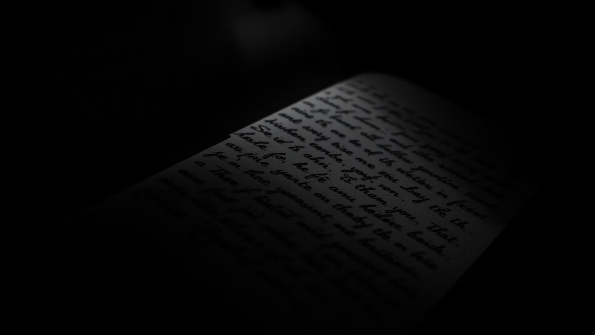 Handwritten journal page in deep shadow